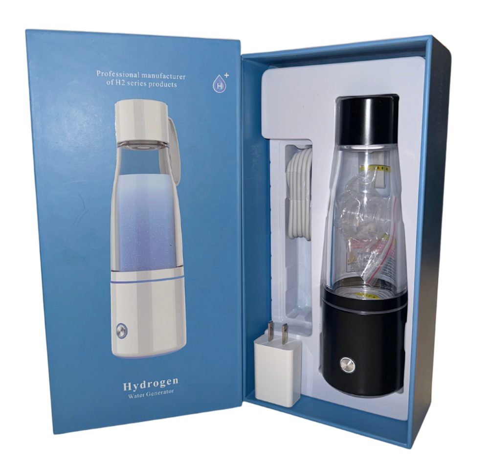 Hydra-Travel hydrogen bottle in its gift box with charger